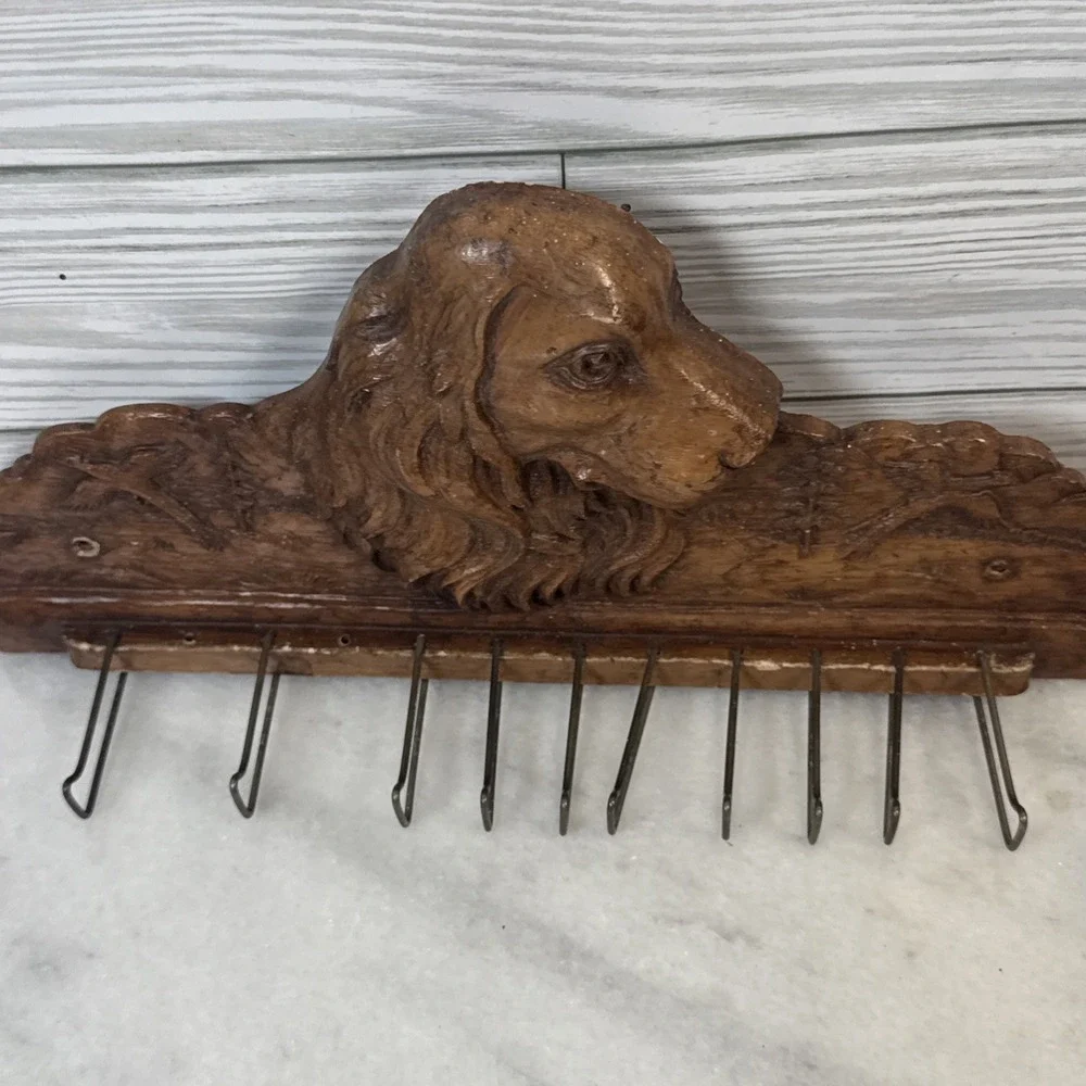 BS3 Vint chalkware Irish setter cocker spaniel rooster pheasant tie belt hanger